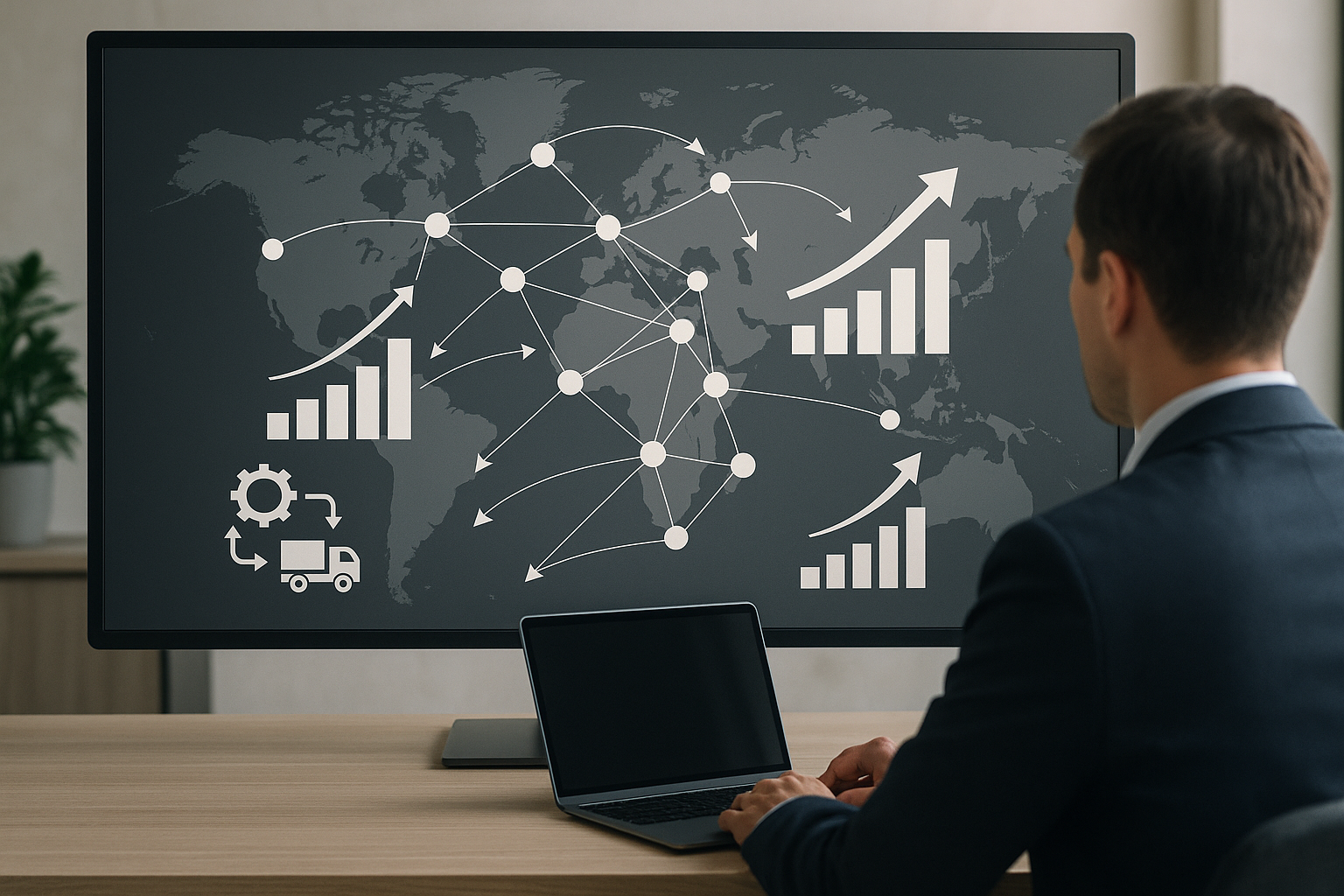 Rete globale che rappresenta strategie di crescita, supply chain e analisi dati