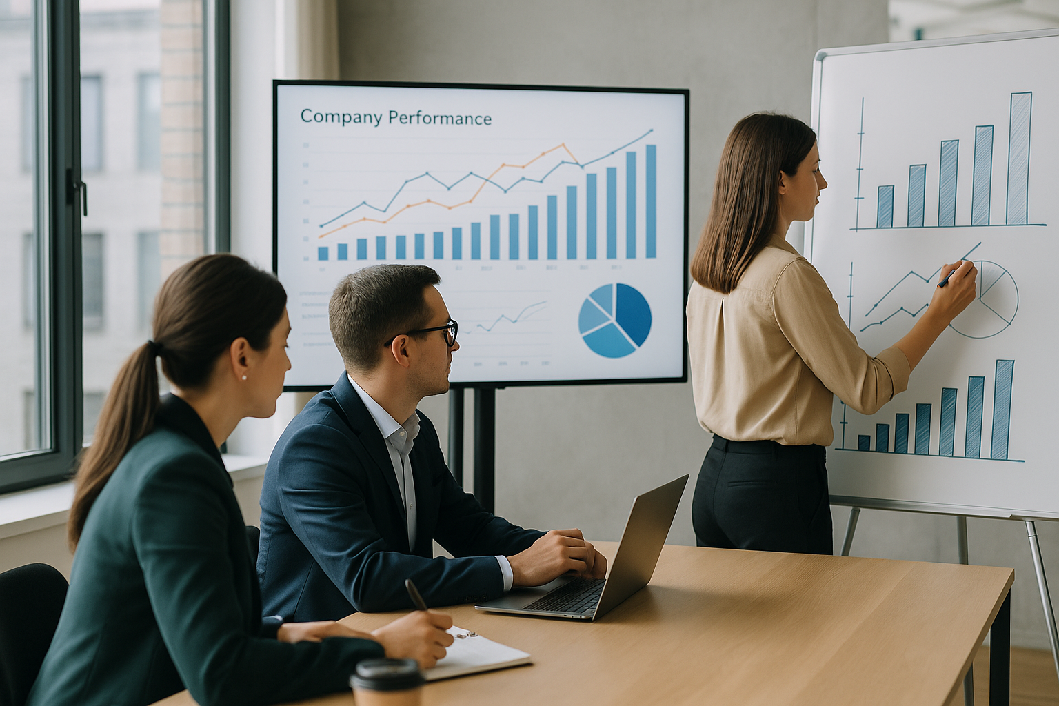 Team in ufficio che analizza KPI e grafici per migliorare le performance aziendali